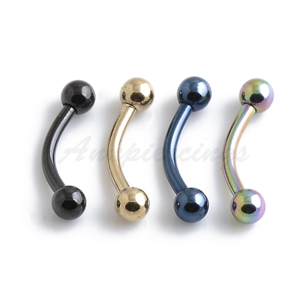 14g Titanium Anodized Curved Barbells Eyebrow Rings Body Piercing 10mm